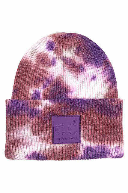 Irish Ginger C.C Tie Dye Beanie With Rubber Patch, Before running out the door into the cool air, you’ll want to reach for this toasty beanie to keep you incredibly warm. Whenever you wear this beanie hat with you'll look like the ultimate stylist. Accessorize the fun way with this rubber patch hat, it's the autumnal touch you need to finish your outfit in style. 