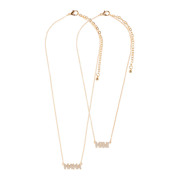 Ivory 2PCS Enamel MINI MAMA Pendant Moms and Kids Set Necklace, This is a beautiful set of matching MAMA/MINI Message pendant Necklace. These make a perfect gift for a mama and daughter duo, or any ladies who want to show their special connection. Matching with your little is always fun and these Enamel Necklace make dressing up even more special! This beautiful Mom Kids set is the ideal mother's day present.