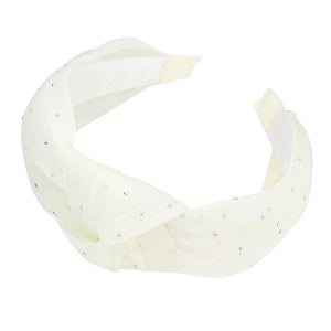 Ivory Bling Stone Sheer Knot Headband, Take your outfit to the next level in this gorgeous Stone knot headband! This headband is an easy way to dress up your outfit. Add sparkle to your outfit with this Sheer headband with twist knot detail. Be the ultimate trendsetter wearing this chic headband with all your stylish outfits! Very beautiful accessory for ladies, For occasions: parties, birthdays, weddings, festivals, dances, celebrations, ceremonies, gift and other daily activities.