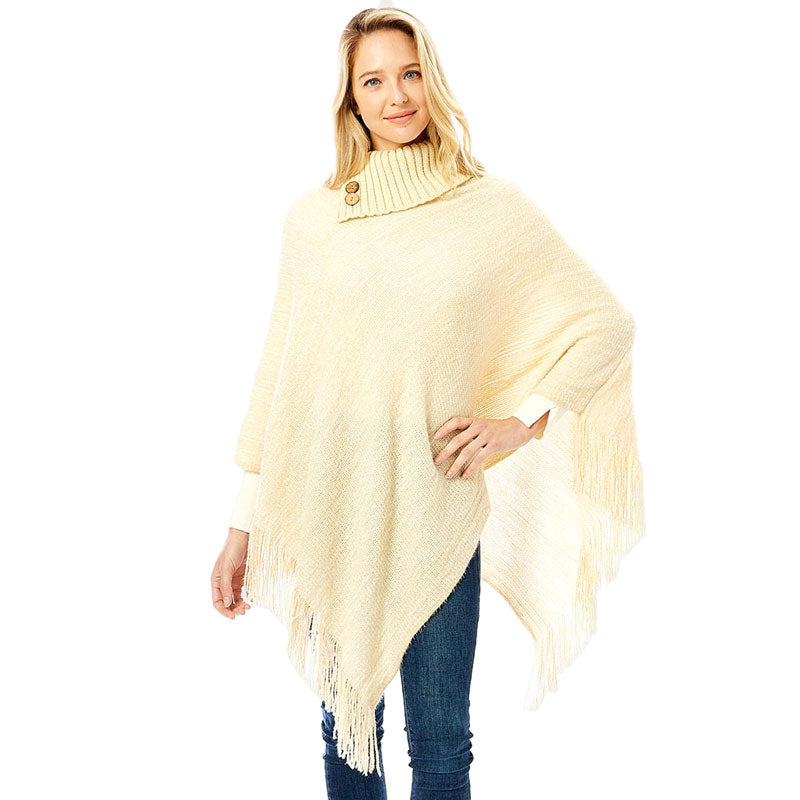 Ivory Button Collar Pointed Knitted Foldover Neck Poncho, is beautifully designed with different attractive colors that brings out the luxe into your look. Can be paired with so many tops. It ensures your upper body stays perfectly toasty when the temperatures drop. It's Lightweight and Breathable Fabric, Comfortable to Wear. It gently nestles around the neck and feels exceptionally comfortable to wear. 