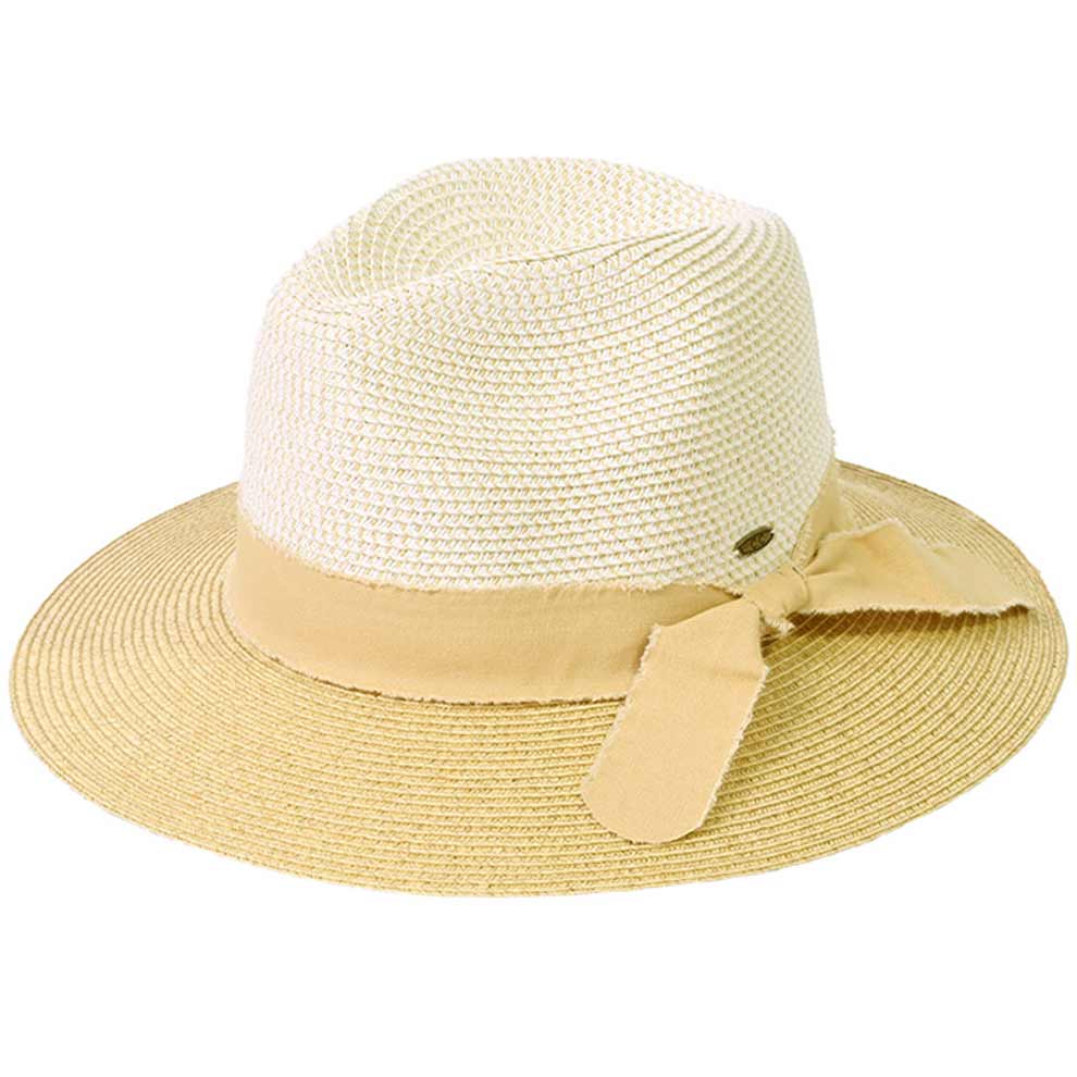 Gray C C Frayed Bow Trim Band Panama Hat, a beautiful & comfortable panama hat is suitable for summer wear to amp up your beauty & make you more comfortable everywhere. Excellent panama hat for wearing while gardening, traveling, boating, on a beach vacation, or to any other outdoor activities. A great cap can keep you cool and comfortable even when the sun is high in the sky.