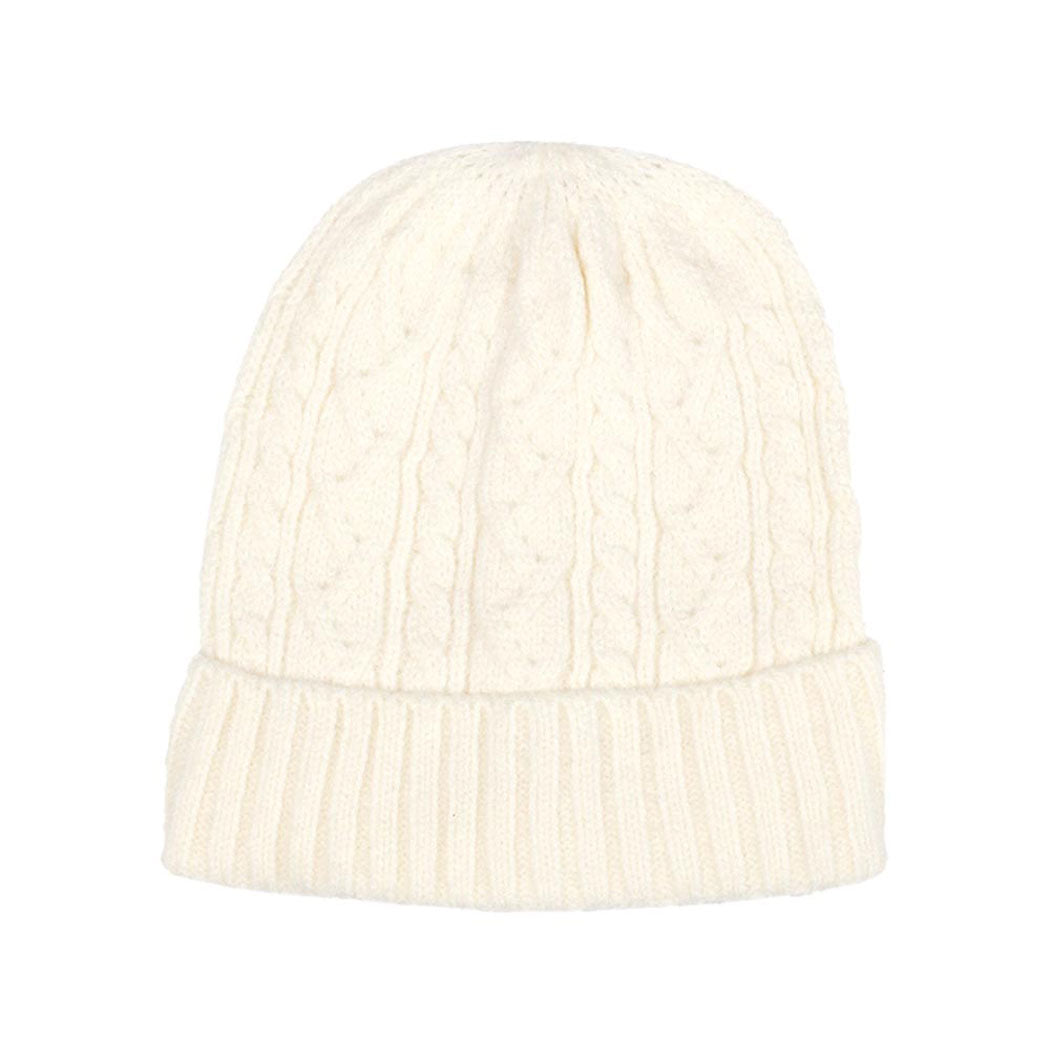Ivory Cable Knit Cuff Beanie. Take your winter outfit to the next level and have wonderful cable knit cuff beanie, Comfortable beanie keep your head and ear warm during the winter. These are perfect to go skiing, snowboarding, sledding, running, camping, traveling, ice skating and more. Awesome winter gift accessory! 