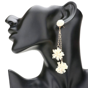 Ivory Dropped Beaded Double Ball Dangle Earrings, Show your unique & trendy choice with these ball link dangle earrings; Featuring different color combinations for a bit of fashionable touch. Perfect for Fleur de Lis, the new year, parties, etc. Stay unique & beautiful! Great gift idea for your Loving One. Enjoy the moments!
