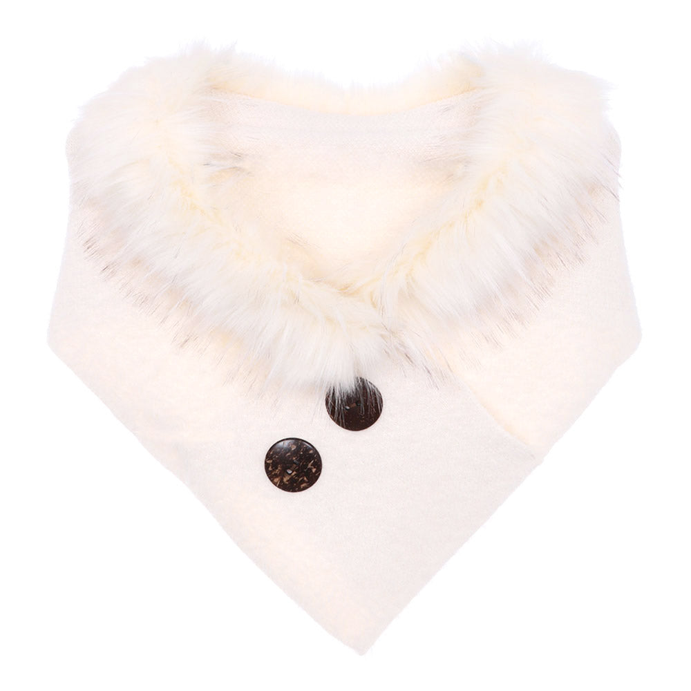 Ivory Faux Fur Collar Scarf Double Button Detail Scarf Scarf Faux Fur Shrug, warm cozy over the shoulder scarf, plushy addition to any cold-weather ensemble, adds a modern touch to the cozy style with a furry faux fur accent. Put over jacket, jazz up your look Perfect Gift Birthday, Christmas, Holiday, Anniversary, Night Out