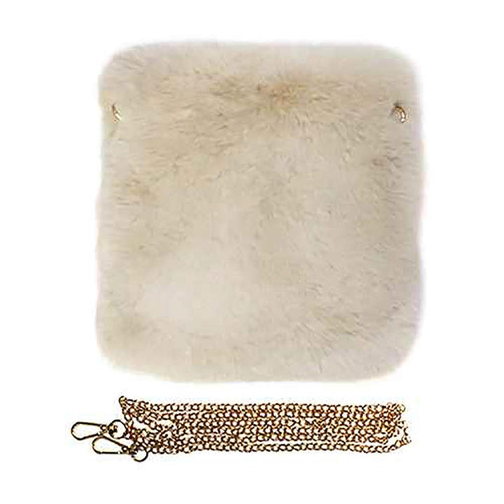 Ivory Faux Fur Square Crossbody Bag, amps up your beauty with any outfit and makes your confidence high. Take it before going out with all of your handy items in it. It's cute and very much comfortable. Lightweight and easy to carry. Simple yet awesome and comes with a strap for easy carrying. This eye-catchy bag is the perfect accessory for carrying makeup, money, credit cards, keys or coins, etc. handy items. Put it in your bag and find it quickly with its bright colors.