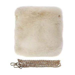 Ivory Faux Fur Square Crossbody Bag, amps up your beauty with any outfit and makes your confidence high. Take it before going out with all of your handy items in it. It's cute and very much comfortable. Lightweight and easy to carry. Simple yet awesome and comes with a strap for easy carrying. This eye-catchy bag is the perfect accessory for carrying makeup, money, credit cards, keys or coins, etc. handy items. Put it in your bag and find it quickly with its bright colors.