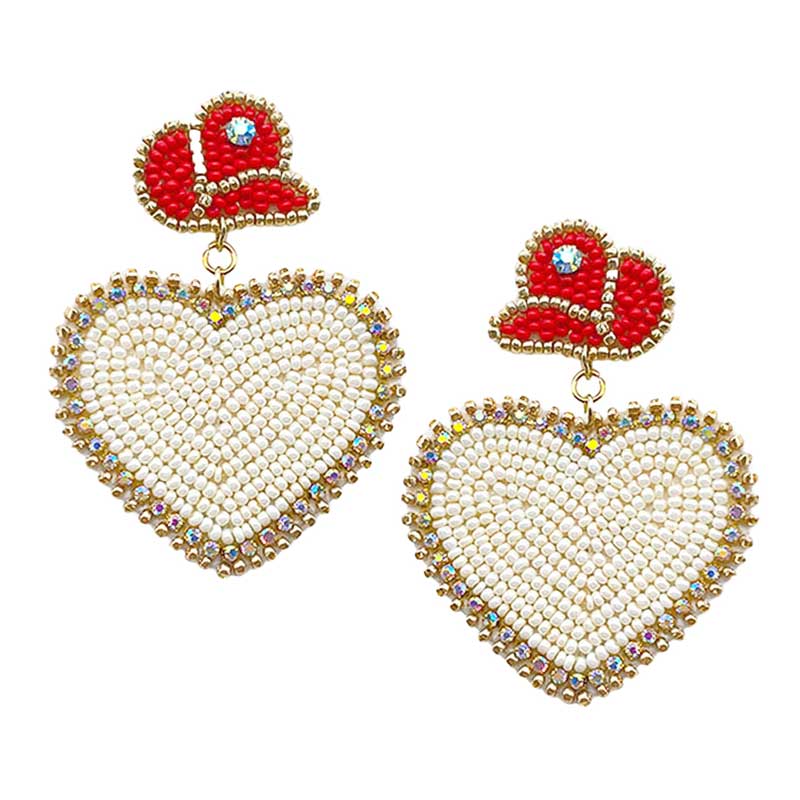 Ivory Felt Back Beaded Hat Heart Link Dangle Earrings, take your love for statement accessorizing to a new level of affection with these heart-dangle earrings. Accent all of your dresses with the extra fun vibrant color with these heart-dangle earrings. Wear these lovely earrings to make you stand out from the crowd & show your trendy choice this valentine. 