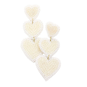 Ivory Felt Back Beaded Triple Heart Link Dangle Earrings, put on a pop of color to complete your ensemble. Perfect for adding just the right amount of shimmer & shine and a touch of class to special events. Perfect Birthday Gift, Anniversary Gift, Mother's Day Gift, Graduation Gift.