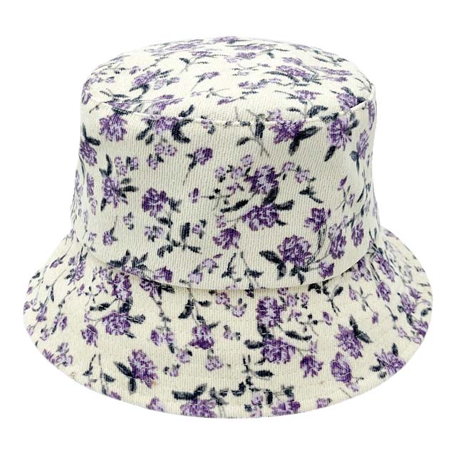 Ivory Floral Printed Corduroy Bucket Hat, is a beautiful addition to your attire that will amp up your outlook to a greater extent. Before running out the door into the cool air, you’ll want to reach for this toasty beanie to keep you incredibly warm. Accessorize the fun way with this solid knit bucket hat. It's the autumnal touch you need to finish your outfit in style. Awesome winter gift accessory!