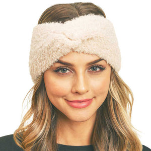 Ivory Fuzzy Twisted Headband. Create a natural look while perfectly matching your color with the easy to use Fuzzy Twisted Headband. Adds a super neat and trendy twist to any boring style. Be the ultimate trendsetter wearing this chic headband with all your stylish outfits! Perfect for everyday wear; special occasions, outdoor festivals and more. 