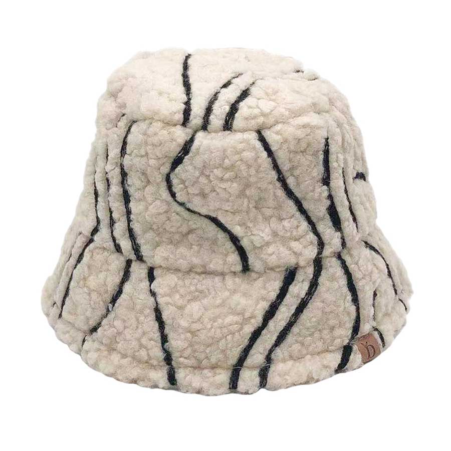 Ivory Geometric Sherpa Bucket Hat, Before running out the door into the cool air, you’ll want to reach for this toasty bucket hat to keep you incredibly warm. Whenever you wear this bucket hat, you'll look like the ultimate fashionista. Accessorize the fun way with this  hat which gives you the autumnal touch that you need to finish your outfit in style. Awesome winter gift accessory and perfect Gift for Birthdays, Christmas, holidays, anniversaries, Valentine’s Day, etc.