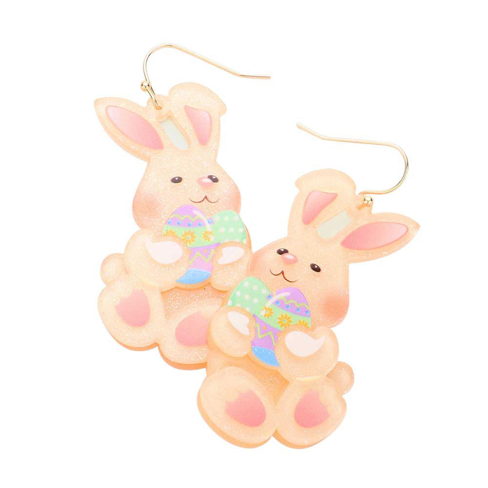 Ivory Glittered Resin Easter Eggs Bunny Dangle Earrings, perfect for the festive season, embrace the Easter spirit with these cute enamel Bunny dangle earrings, these adorable dainty gift earrings are bound to cause a smile or two. Great gift idea for your Loving One on this Easter Sunday occasion.