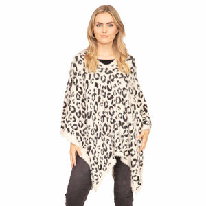 Ivory Leopard Printed Soft Poncho Soft Leopard Shawl Cape Wrap, are trending and an easy, comfortable, warm option you can easily throw on and look great in any outfit! Perfect Birthday Gift , Christmas Gift , Anniversary Gift, Regalo Navidad, Regalo Cumpleanos, Valentine's Day Gift.