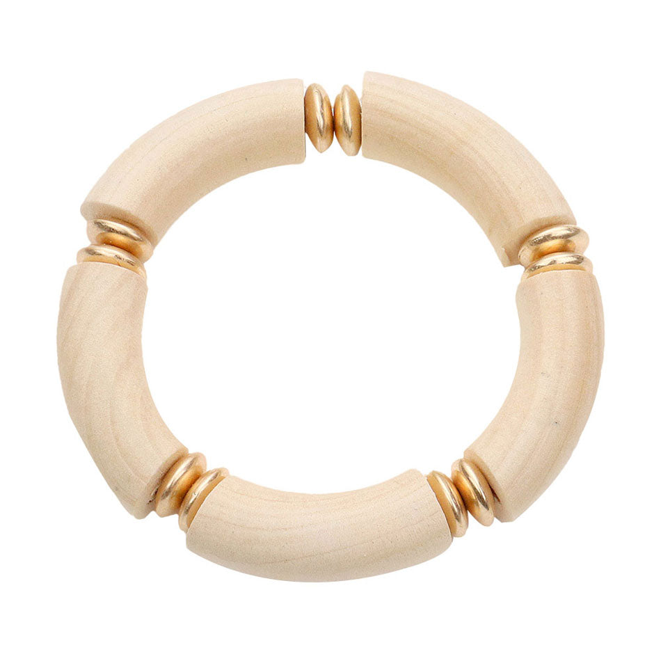 Ivory Wood Stretch Bracelet, a pop of color with our assortment of beautiful bracelets. Fun wood bracelet awesome for this season, The wood bracelet is an excellent way to exhibit stylish fashion and convey an affirming sense of tranquility. It's the perfect accessory to complement your outfit with style! Great as a gift for your beloved one!
