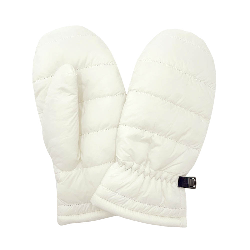 Ivory Padded Puffer Mitten Gloves, are extra warm, cozy, and beautiful mittens that will protect you from the cold weather while you're outside and amp your beauty up in perfect style. It's a comfortable, soft brushed poly stretch knit that will keep you perfectly warm and toasty. It's finished with a hint of stretch for comfort and flexibility. Wear gloves or a cover-up as a mitten to make your outfit gorgeous with luxe and comfortability.