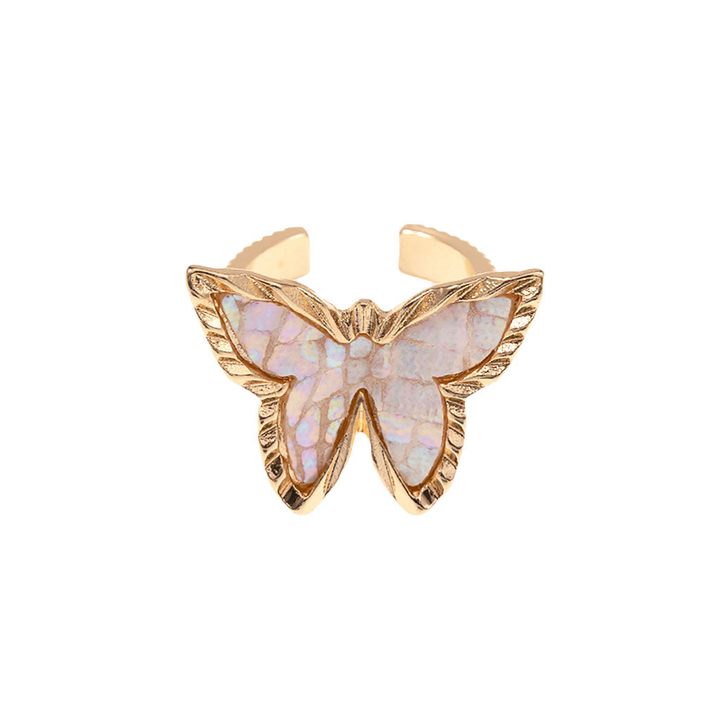 Ivory Patterned Butterfly Ring, this butterfly ring will remind you that you can achieve what you set out to do. Butterfly represents transformation and new beginnings. If you are drawn to classy and refined styles, this exquisite detailed ring is the best match for you. Jewelry that fits your lifestyle! This butterfly ring is a great gift for a bugs insects admirer. Perfect Birthday Gift, Anniversary Gift, Mother's Day Gift, Valentine's Gift, Graduation Gift, Just Because Gift, Thank you Gift.