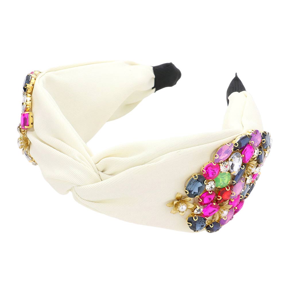 Black Pearl Centered Flower Multi Stone Twisted Headband, the combination of stone sewn on an oversized headband will make you feel glamorous. An outstanding accessory for ladies, birthdays, weddings, festivals, ceremonies, gifts, and other daily activities or special occasions. Due to this, all eyes are fixed on you.