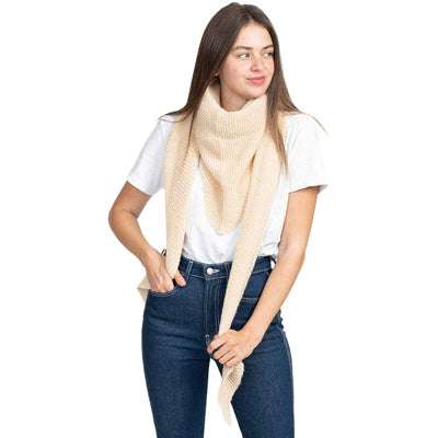 Plain Solid Triangle Scarf Shawl - Ivory