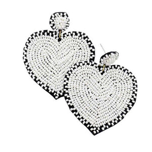 Ivory Seed Bead Heart Dangle Earrings, Take your love for statement accessorizing to a new level of affection with the heart dangle earrings. Accent all your sundresses with the extra fun vibrant color handmade beaded heart earrings, which are crafted with high-quality seed beads with elaborate handwoven knit by Artisans. Wear these gorgeous earrings to make you stand out from the crowd & show your trendy choice.