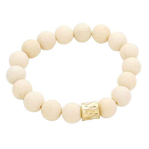 Ivory Semi precious stone beaded stretch bracelet, Look like the ultimate fashionista with these stretch bracelet! this stunning stone beaded bracelet can light up any outfit, and make you feel absolutely flawless. Fabulous fashion and sleek style adds a pop of pretty color to your attire, coordinate with any ensemble from business casual to everyday wear.