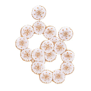 Ivory Sequin Flower Cluster Dangle Earrings, are beautifully crafted earrings that dangle on your earlobes with a perfect glow to make you stand out and show your unique and beautiful look everywhere, every time. Put on a pop of color to complete your ensemble in a gorgeous way. Perfect for adding just the right amount of shimmer & shine and a touch of perfect class to any occasion.