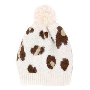 Ivory Soft Fuzzy Leopard Print Beanie Hat With Pom Pom, before running out the door into the cool air, you’ll want to reach for this toasty beanie to keep you incrediblywarm. Accessorize the fun way with this faux fur pom pom hat, these leopard themed beanie hat have the autumnal touch you need to finish your outfit in style. Awesome winter gift accessory! Perfect Gift Birthday, Christmas, Stocking Stuffer, Secret Santa, Holiday, Anniversary, Valentine's Day, Loved One.
