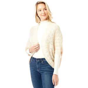 Ivory Soft Patterned Crochet Shrug, is complete protection from cold weather and chill that fits with any of your outfits easily. Different color variation makes it more attractive. It's easy to put on and off. This soft patterned shrug gives you a unique yet beautiful look. It ensures your upper body keeps perfectly toasty when the temperatures drop.