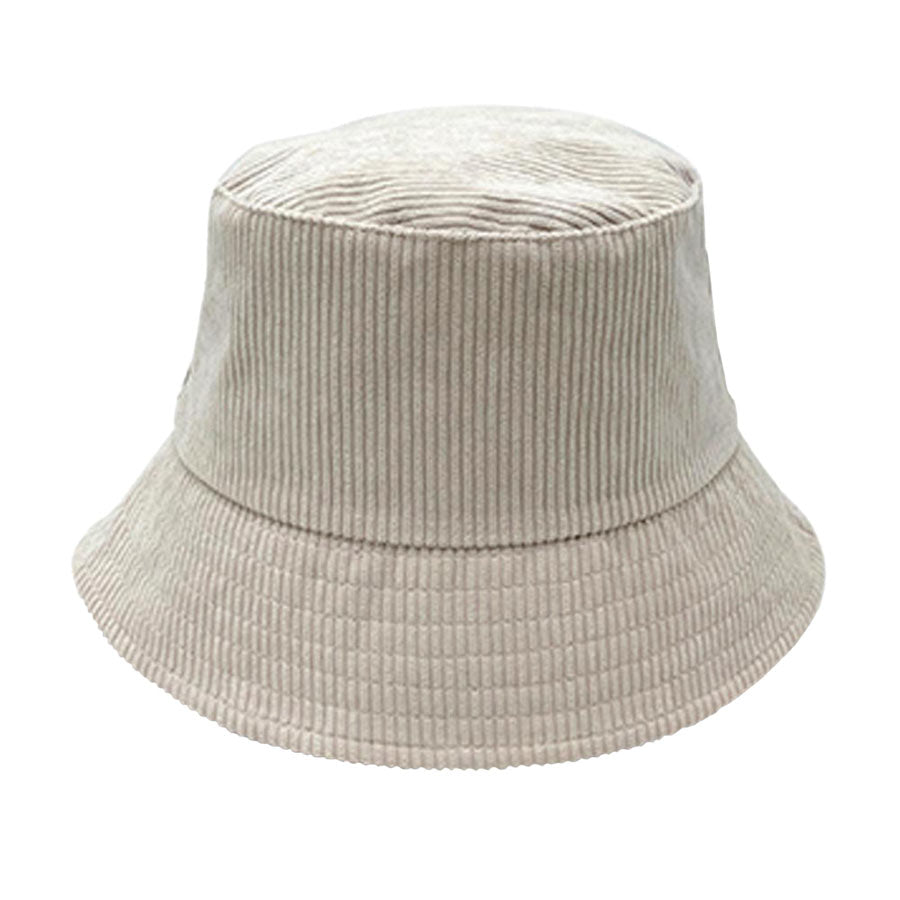 Ivory Solid Corduroy Bucket Hat, show your trendy side with this floral corduroy bucket hat. Adds a great accent to your wardrobe, This elegant, timeless & classic Bucket Hat looks fashionable. Perfect for that bad hair day, or simply casual everyday wear;  Accessorize the fun way with this solid Corduroy bucket hat. It's the autumnal touch you need to finish your outfit in style. Awesome winter gift accessory.