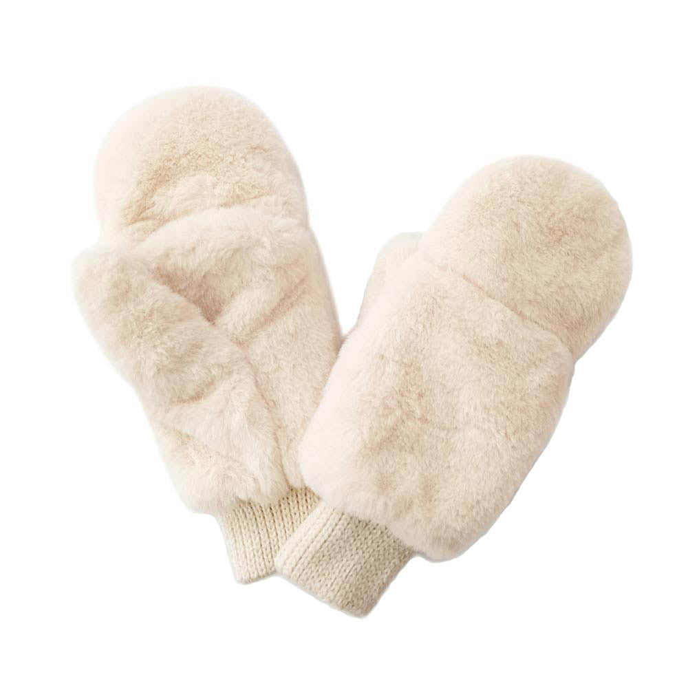 Ivory Solid Faux Fur Mitten Gloves, are warm, cozy, and beautiful mittens that will protect you from the cold weather while you're outside and amp your beauty up in perfect style. It's a comfortable, soft brushed poly stretch knit that will keep you perfectly warm and toasty. It's finished with a hint of stretch for comfort and flexibility. Wear gloves or a cover-up as a mitten to make your outfit gorgeous with luxe and comfortability.