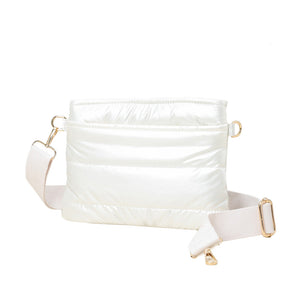 Ivory Solid Puffer Crossbody Bag, Complete the look of any outfit on all occasions with this Solid Puffer Crossbody Bag. Beautiful color variations make this bag fit for any outfit at any place. It offers enough room for your essentials. With a One Inside Zipper Pocket, and a secured Chain Closure at the top. This bag will be your new go-to! Casual, & easy style, can be used for Work, School, Excursions, Going out, Shopping, Parties, etc. Stay trendy!