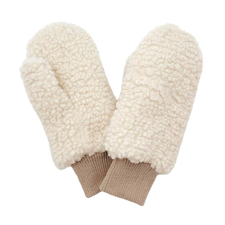 Ivory Solid Sherpa Mitten Gloves, are warm, cozy, and beautiful mittens that will protect you from the cold weather while you're outside and amp your beauty up in perfect style. It's a comfortable, soft brushed poly stretch knit that will keep you perfectly warm and toasty. It's finished with a hint of stretch for comfort and flexibility. Wear gloves or a cover-up as a mitten to make your outfit gorgeous with luxe and comfortability.