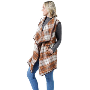 Ivory Stylish Plaid Check Vest With Pocket, the perfect accessory for this winter and cold days out. It's a luxurious, trendy, super soft chic capelet that enriches your beauty to a greater extent. It keeps you warm and toasty on cold days. You can throw it on over so many pieces elevating any casual outfit! Perfect Gift for Wife, Mom, Birthday, Holiday, Christmas, Anniversary, Fun Night Out. Live with style!