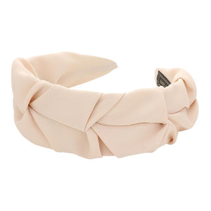Ivory Trendy Pleated Solid Headband, create a natural & beautiful look while perfectly matching your color with the easy-to-use pleated solid headband. Add a super neat and trendy knot to any boring style. Perfect for everyday wear, special occasions, festivals, and more. Awesome gift idea for your loved one or yourself.