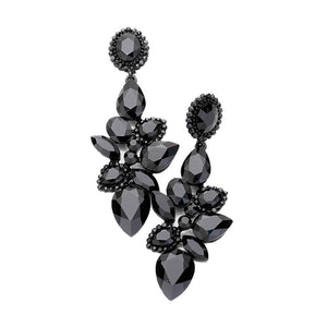 Jet Black Post Back Multi Stone Cluster Vine Evening Earrings, put on a pop of color to complete your ensemble. Perfect for adding just the right amount of shimmer & shine and a touch of class to special events. Perfect Birthday Gift, Anniversary Gift, Mother's Day Gift, Graduation Gift.
