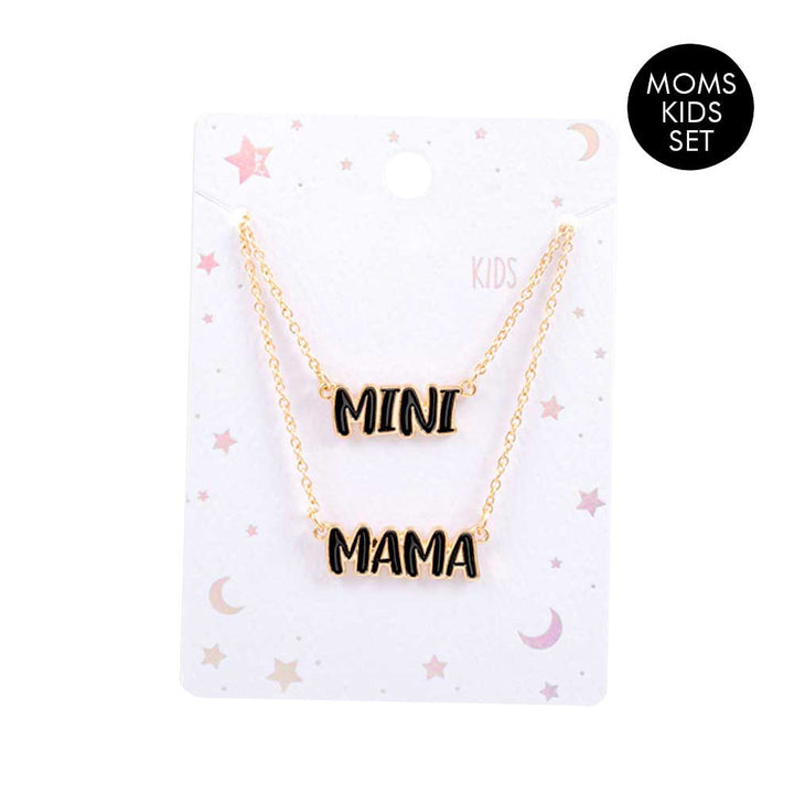 Jet Black 2PCS Enamel MINI MAMA Pendant Moms and Kids Set Necklace, This is a beautiful set of matching MAMA/MINI Message pendant Necklace. These make a perfect gift for a mama and daughter duo, or any ladies who want to show their special connection. Matching with your little is always fun and these Enamel Necklace make dressing up even more special! This beautiful Mom Kids set is the ideal mother's day present.