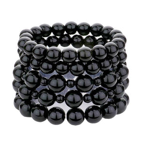 Jet Black 5PCS Pearl Stretch Bracelets, is beautifully designed with pearl that amps up your beauty to a greater extent and makes you look special on special occasions. Show your confidence and trendy choice with this beauty and complete your ensemble with a luxurious look. Look as regal on the outside as you feel on the inside with these bracelets, feel absolutely flawless. 
