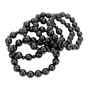 Jet Black 5PCS Pearl Stretch Bracelets, is beautifully designed with pearl that amps up your beauty to a greater extent and makes you look special on special occasions. Show your confidence and trendy choice with this beauty and complete your ensemble with a luxurious look. Look as regal on the outside as you feel on the inside with these bracelets, feel absolutely flawless. 