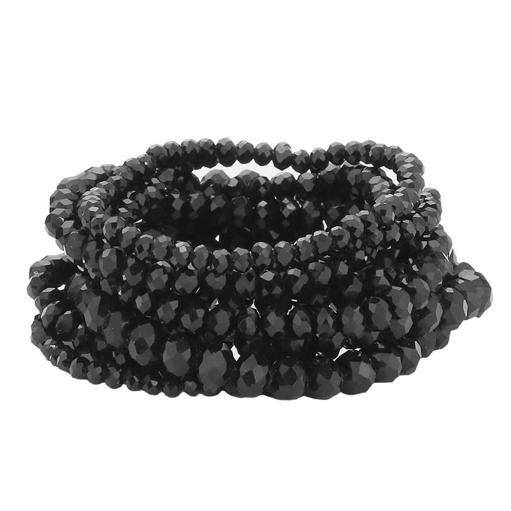 Jet Black 9PCS Faceted Bead Stretch Bracelets, is a timeless treasure, coordinate this 9 pieces Beaded  bracelet with any ensemble from business casual to everyday wear. Beautiful faceted Beads which are a perfect way to add pop of color and accent your style. Adds a touch of nature-inspired beauty to your look. Make your close one feel special by giving this faceted bracelet as a gift and expressing your love for your loved one on special day.