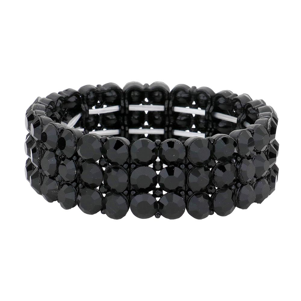 Jet Black Bubble Stone Cluster Evening Stretch Bracelet, Get ready with these stretch Bracelets to receive the best compliments on any special occasion. Put on a pop of color to complete your ensemble and make you stand out on special occasions. Perfect for adding just the right amount of shimmer & shine and a touch of class to special events.  