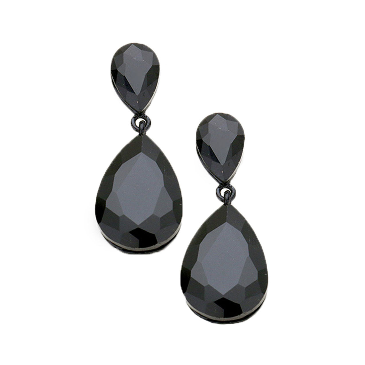 Jet Black Crystal Double Teardrop Evening Earrings; get into the groove with our gorgeous handcrafted earrings, add a pop of color to your ensemble, just the right amount of shimmer & shine, touch of class, beauty and style to any special events. Perfect Birthday Gift, Anniversary Gift, Mother's Day Gift, Graduation Gift.