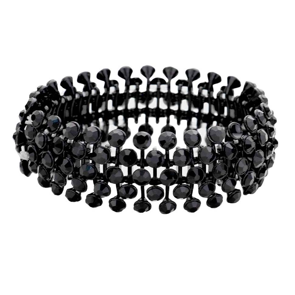 Jet Black Crystal Round Bubble Stretch Evening Bracelet, Get ready with these stretch Bracelets to receive the best compliments on any special occasion. Put on a pop of color to complete your ensemble and make you stand out on special occasions. Perfect for adding just the right amount of shimmer & shine and a touch of class to special events.  This evening bracelet is just what you need to update your wardrobe. Perfect gift for Birthdays, Anniversaries, Mother's Day, Thank you, etc.