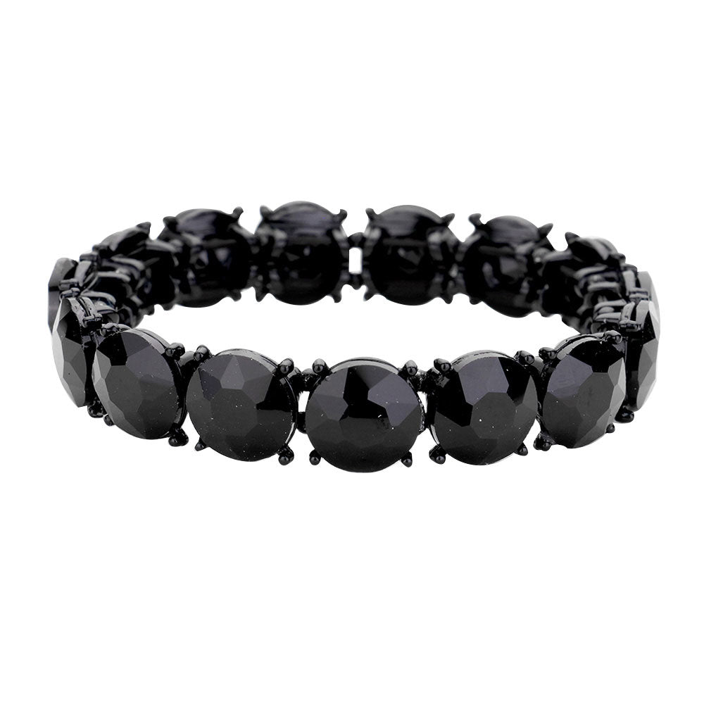 Jet Black Crystal Round Stretch Evening Bracelet, Beautifully crafted design adds a gorgeous glow to any outfit. Jewelry that fits your lifestyle! Perfect Birthday Gift, Anniversary Gift, Mother's Day Gift, Anniversary Gift, Graduation Gift, Prom Jewelry, Just Because Gift, Thank you Gift.