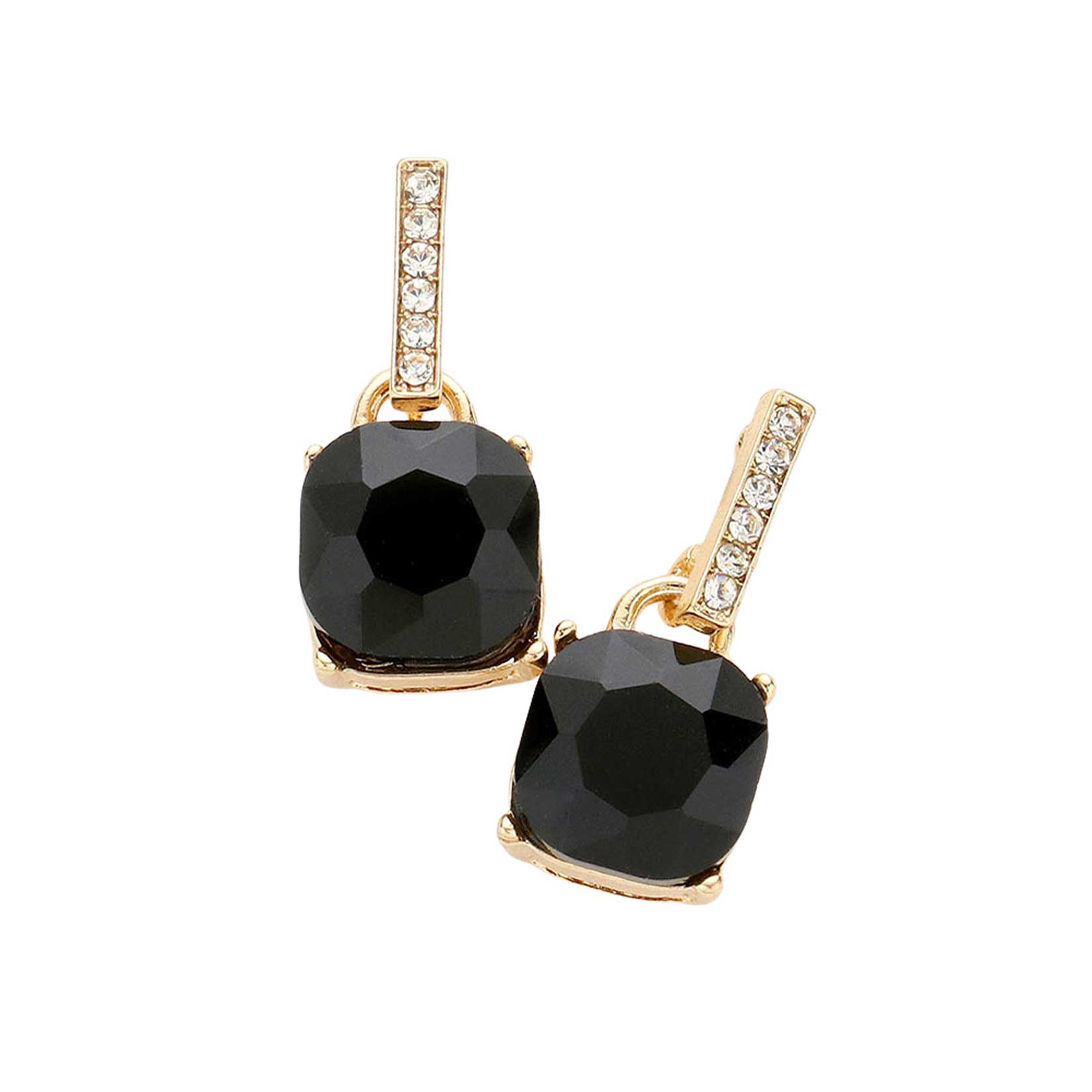 Jet Black Cushion Square Stone Dangle Evening Earrings, Beautifully crafted design adds a gorgeous glow to your special outfit. Cushion square stone jewelry that fits your lifestyle on special occasions! Cushion Square Stone and sparkling glow give these stunning earrings an elegant look and make you stand out. Perfect Birthday Gift, Anniversary Gift, Mother's Day Gift, Graduation Gift, Prom Jewelry, Just Because Gift, Thank you Gift, or any other special occasion.
