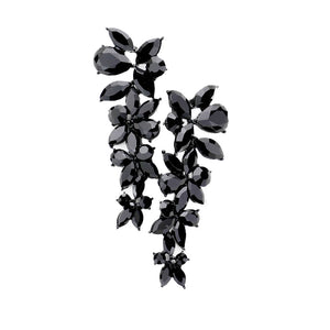 Jet Black Floral Multi Stone Evening Earrings, These gorgeous Stone pieces will show your class in any special occasion. The elegance of these Stone evening earrings goes unmatched. Perfect jewelry to enhance your look. These classy earrings are perfect for Party, Wedding and Evening. Awesome gift for birthday, Anniversary or any special occasion.