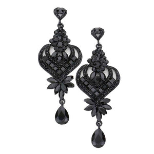 Jet Black Glass Crystal Heart Teardrop Evening Earrings. Look like the ultimate fashionista with these Earrings! Add something special to your outfit ! special It will be your new favorite accessory. Perfect Birthday Gift, Anniversary Gift, Mother's Day Gift, Graduation Gift, Prom Jewelry, Just Because Gift, Thank you Gift.