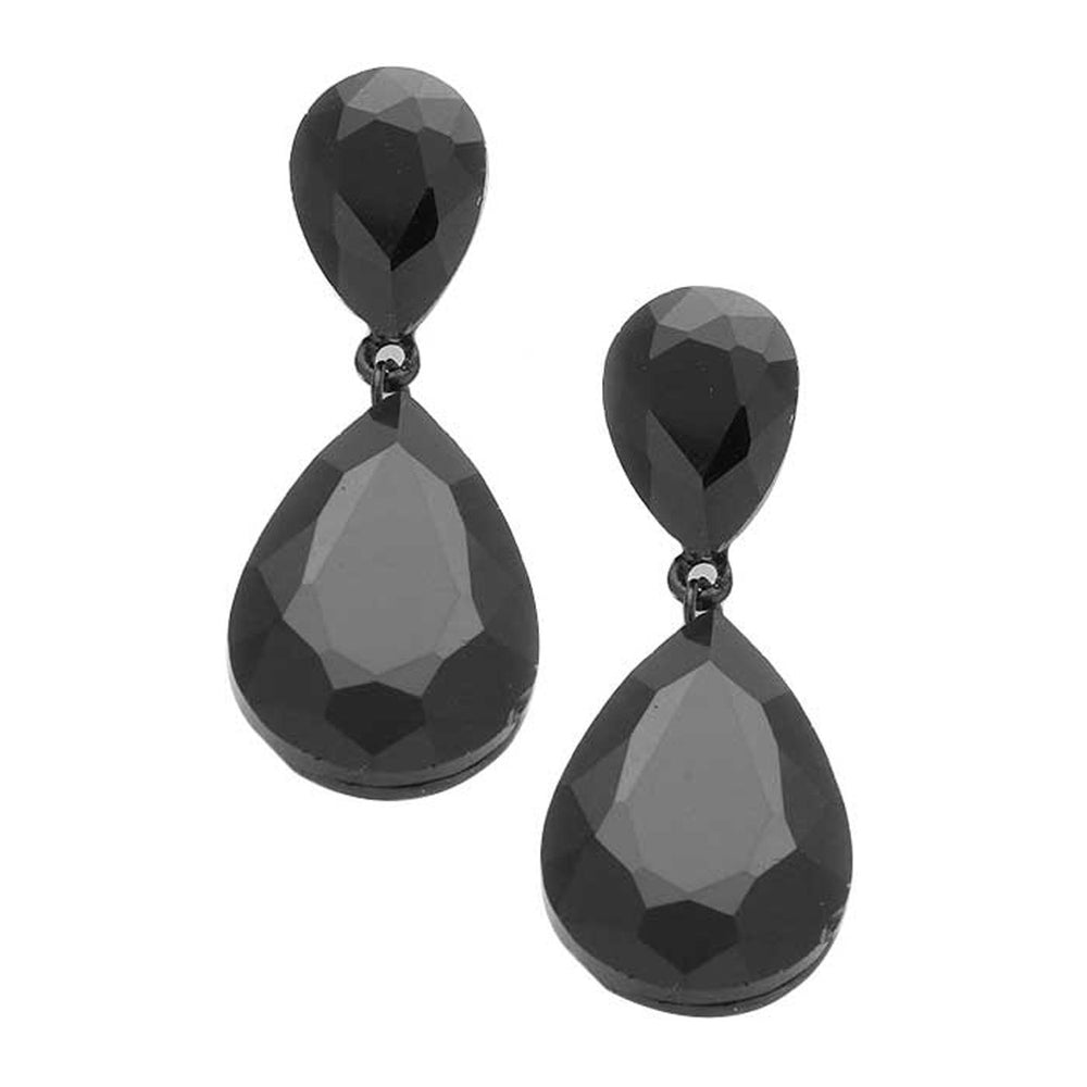 Glass Crystal Teardrop Evening Earrings Montanablue