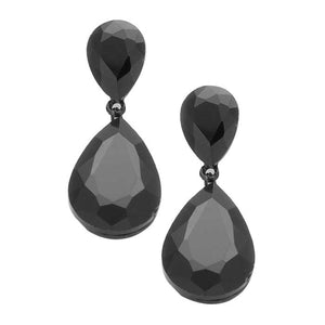 Jet Black Glass Crystal Teardrop Evening Earrings. This evening earring is simple and cute, easy to match any hairstyles and clothes. Suitable for both daily wear and party dress. Great choice to treat yourself and This earrings is perfect for Holiday gift, Anniversary gift, Birthday gift, Valentine's Day gift for a woman or girl of any age.