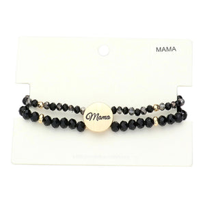 Jet Black Mama Metal Disc Message Charm Faceted Beaded Stretch Bracelet, these Charm Faceted Beaded Stretch bracelets can light up any outfit, and make you feel absolutely flawless. Fabulous fashion and sleek style adds a pop of pretty color to your attire. Make your mother feel special by giving this Mama Metal bracelet as a gift and expressing your love for your mother on this Mother's Day. 