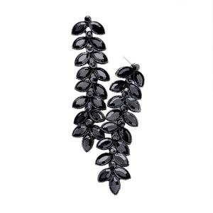 Jet Black Marquise Crystal Leaf Vine Drop Evening Earringsc. Get ready with these bright earrings, put on a pop of color to complete your ensemble. Perfect for adding just the right amount of shimmer & shine and a touch of class to special events. Perfect Birthday Gift, Anniversary Gift, Mother's Day Gift, Graduation Gift.