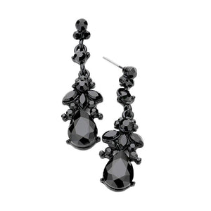 Jet Black Marquise Crystal Teardrop Accented Evening Earrings. Jewelry that fits your lifestyle! Perfect Birthday Gift, Anniversary Gift, Mother's Day Gift, Anniversary Gift, Graduation Gift, Prom Jewelry, Just Because Gift, Thank you Gift.